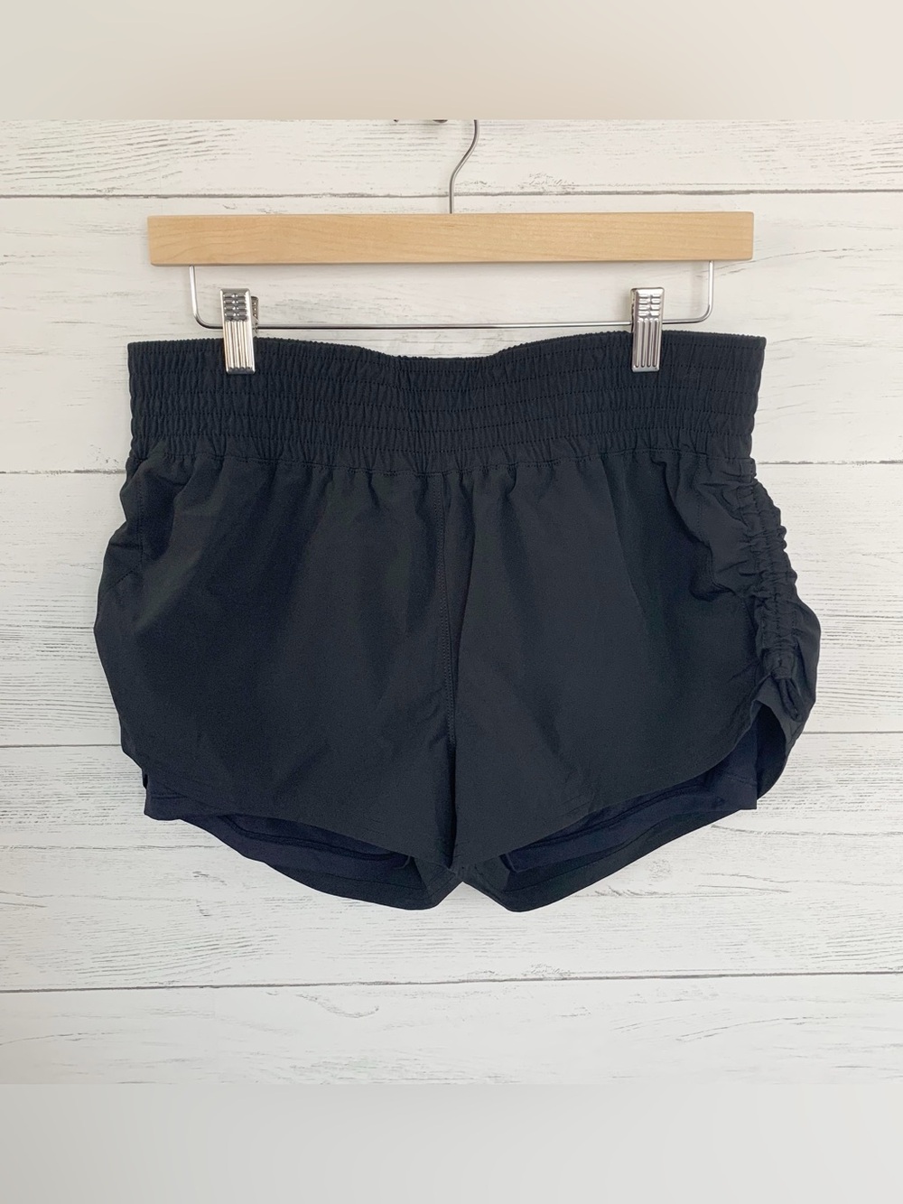 Beach House Sport Black Lined Shorts Ruched Sides 12